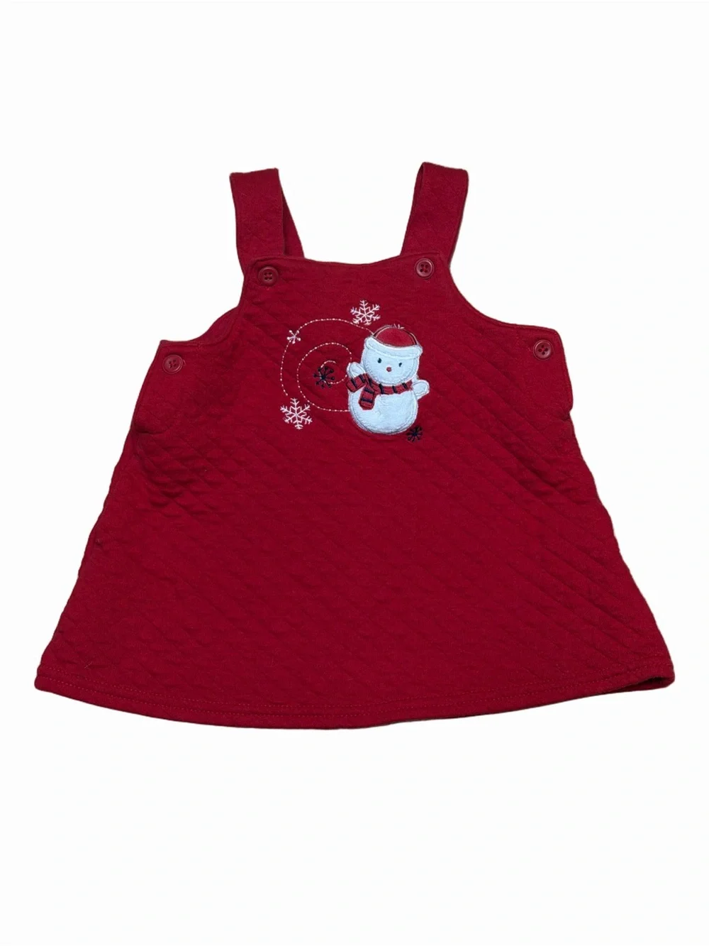 Carter’s Baby Girls 3M Red Quilted Snowman Holiday Jumper Dress Christmas